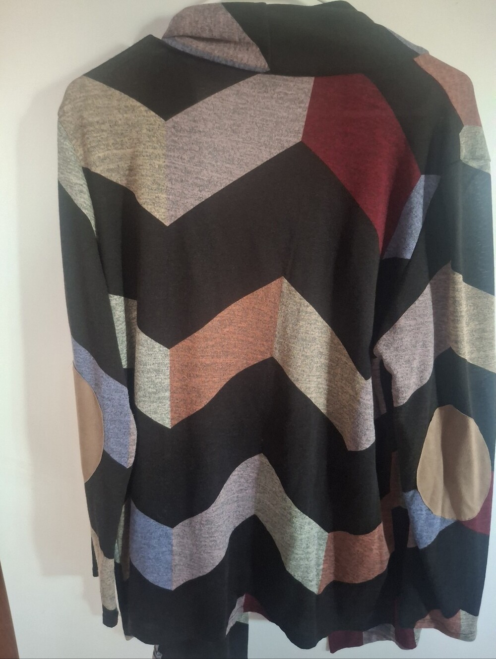 Geometric Pattern Open-Front Women's Cardigan - Multicolor - Picture 3 of 3